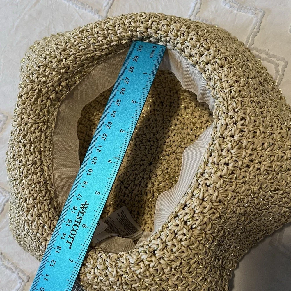 Baby Gap Woven Straw Sun Hat XS/S Floppy Beach‎ Bow Paper Crochet Resortwear